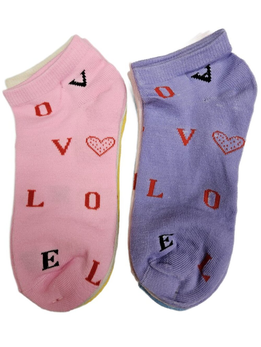 Women's Ankle Socks, Bundle of 12 Pairs, Love Print